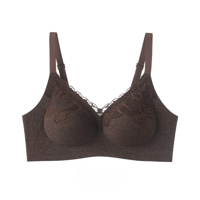 Lace Bralette Set - Bralette Berenda Bergaris untuk Wanita, Tanpa