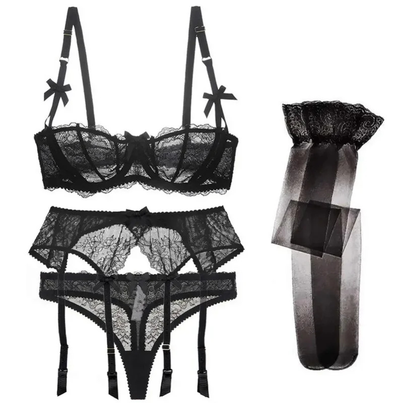Lingerie Seksi Transparan Sete - Lace Bralette Set ulasan dan harga
